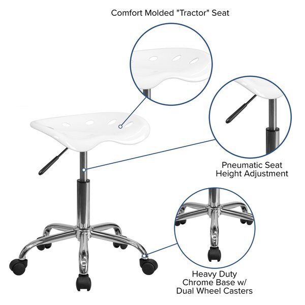 Tractor Seat w/Chrome Frame, White