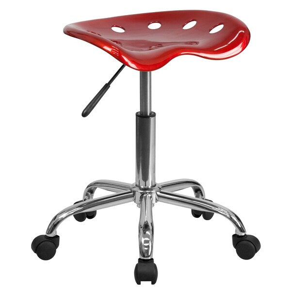 Tractor Seat w/Chrome Frame, Wine Red