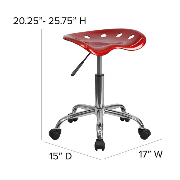 Tractor Seat w/Chrome Frame, Wine Red