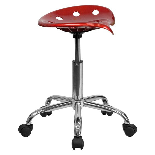 Tractor Seat w/Chrome Frame, Wine Red