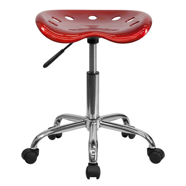 Tractor Seat w/Chrome Frame, Wine Red