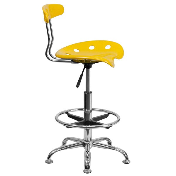 Tractor Stool w/Back, Orange/Yellow