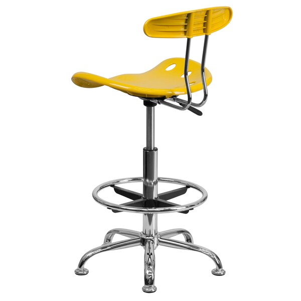 Tractor Stool w/Back, Orange/Yellow