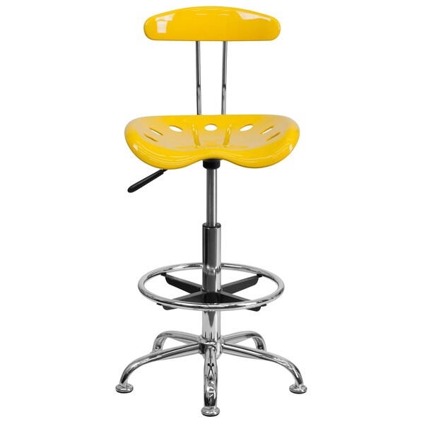 Tractor Stool w/Back, Orange/Yellow