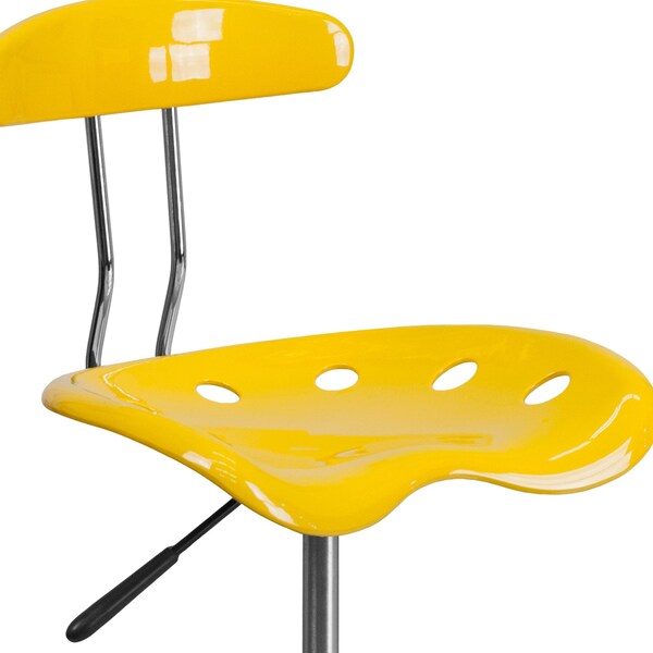 Tractor Stool w/Back, Orange/Yellow