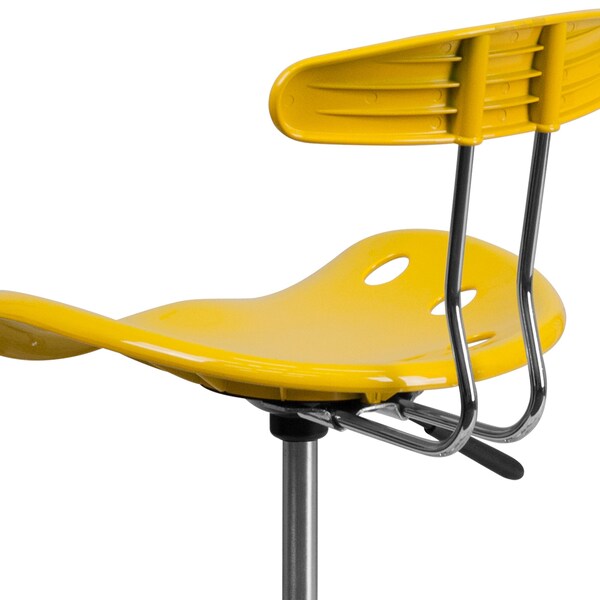 Tractor Stool w/Back, Orange/Yellow