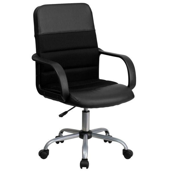 Leather Contemporary Chair, 17-1/2