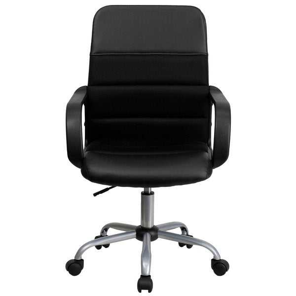 Leather Contemporary Chair, 17-1/2