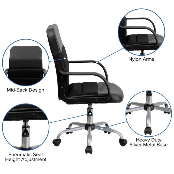 Leather Contemporary Chair, 17-1/2
