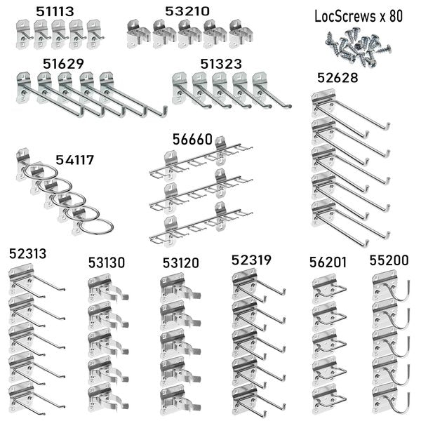 63 Pc. Steel Pegboard Hook Assortment for LocBoard