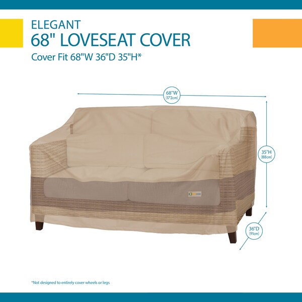Elegant Waterproof Patio Loveseat Cover, 68 Inch