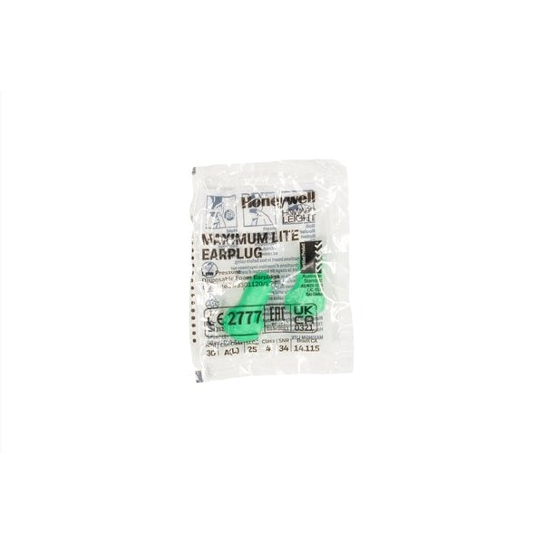 Max Lite Ear Plugs Dispenser Refill, Uncorded, Contoured-T Shape, NRR 30 dB, Green, M, 500 Pairs