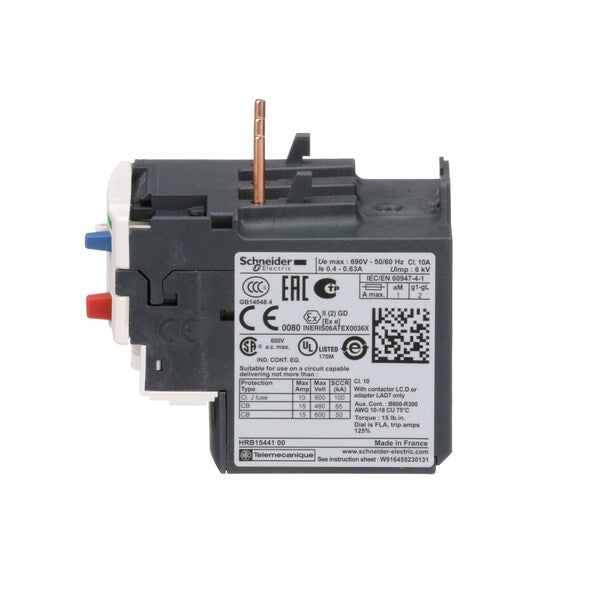 Overload Relay, Class 10, 0.4 to 0.63A