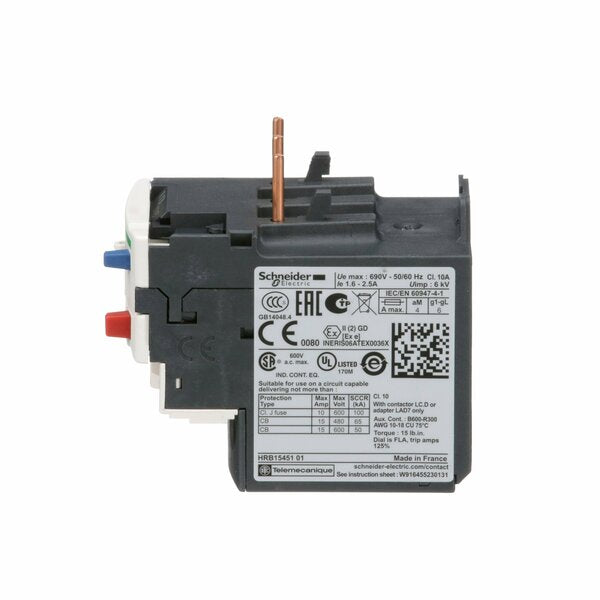 Overload Relay, 1.60 to 2.50A, 3P, Class 10