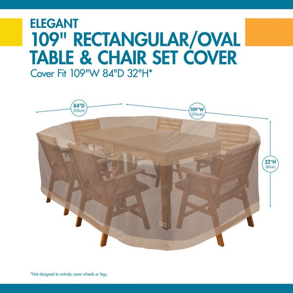 Elegant Swiss Coffee Patio Rectangle Table Set Cover, 109