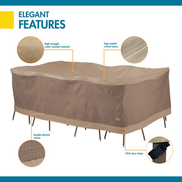 Elegant Swiss Coffee Patio Rectangle Table Set Cover, 109
