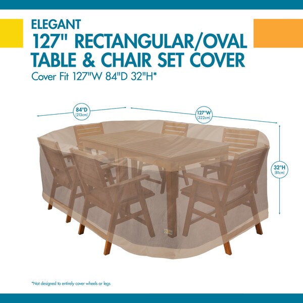 Elegant Swiss Coffee Patio Rectangle Table Set Cover, 127