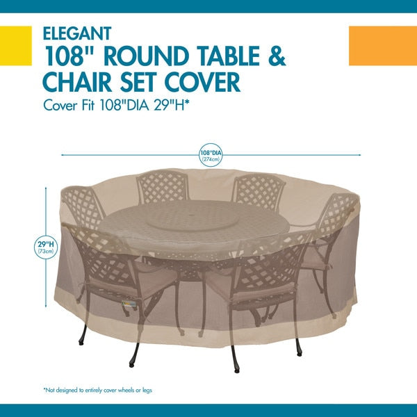 Elegant Swiss Coffee Patio Round Table Set Cover, 108