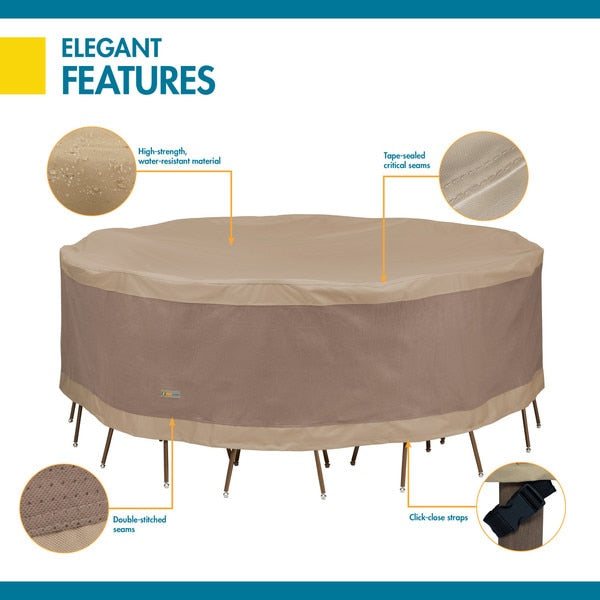 Elegant Swiss Coffee Patio Round Table Set Cover, 108