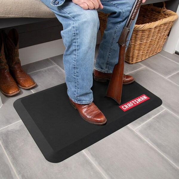 Anti-Fatigue Garage Mat, Black, 32 in L x 20 in W, Polyurethane Foam, 0.75 in Thick