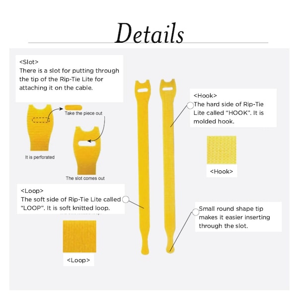 Hook and Loop Cable Tie, 1/2x6