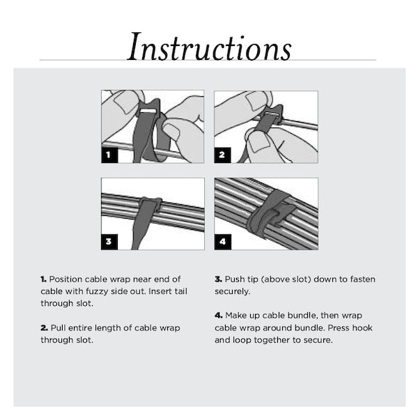Hook and Loop Cable Tie, 1/2x8
