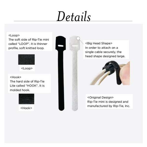 Hook and Loop Cable Tie, 1/4x5.5