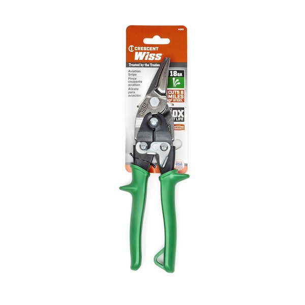 Aviation Snip, Right/Straight, 9 3/4 in, High Strength Steel Handle, Molybdenum Steel Jaw