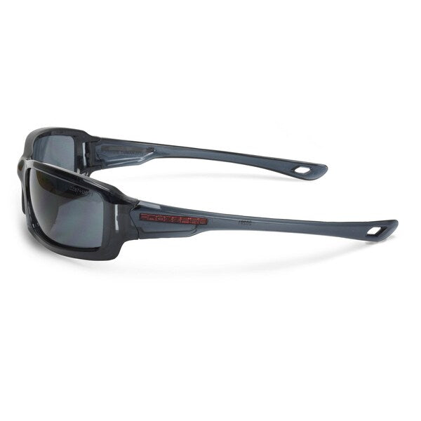 Safety Glasses, Wraparound Smoke Polycarbonate Lens, Scratch-Resistant