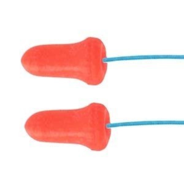 Max-30 Disposable Corded Earplugs, Foam, Bell Shape, NRR 33 dB, Coral, 100 Pairs/Box