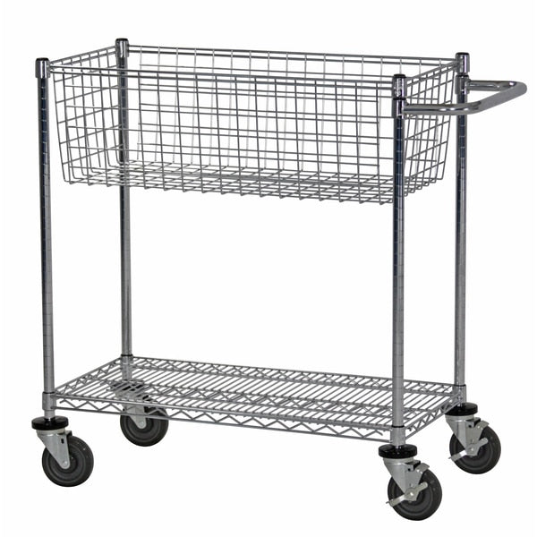 Supply Cart, 1 Basket-1 Shelf, 18x42x40