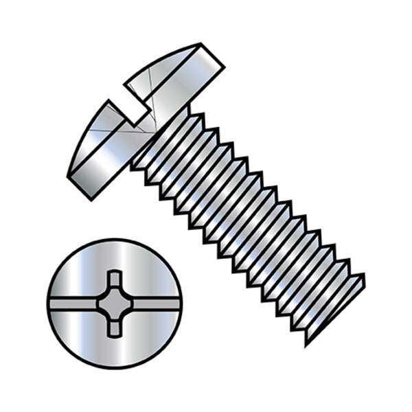 #10-32 x 3/8 in Combination Phillips/Slotted Binding Machine Screw, Zinc Plated Steel, 8000 PK