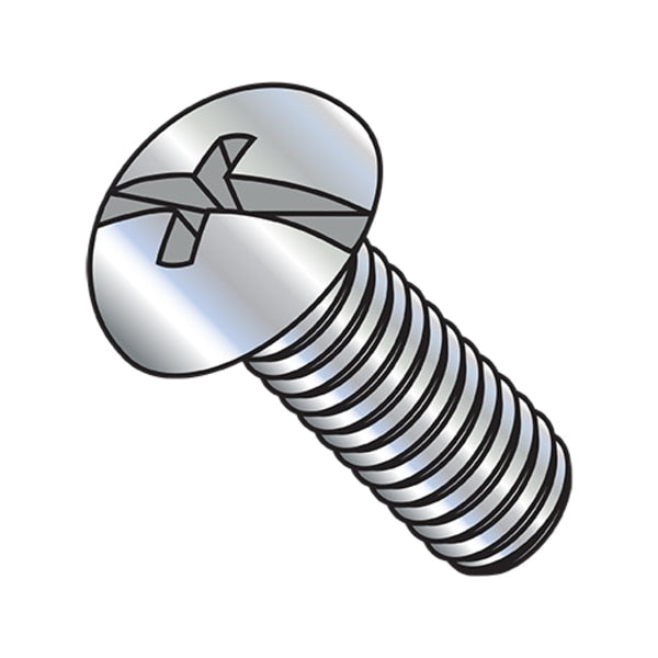 #8-32 x 2 in Combination Phillips/Slotted Round Machine Screw, Zinc Plated Steel, 2000 PK