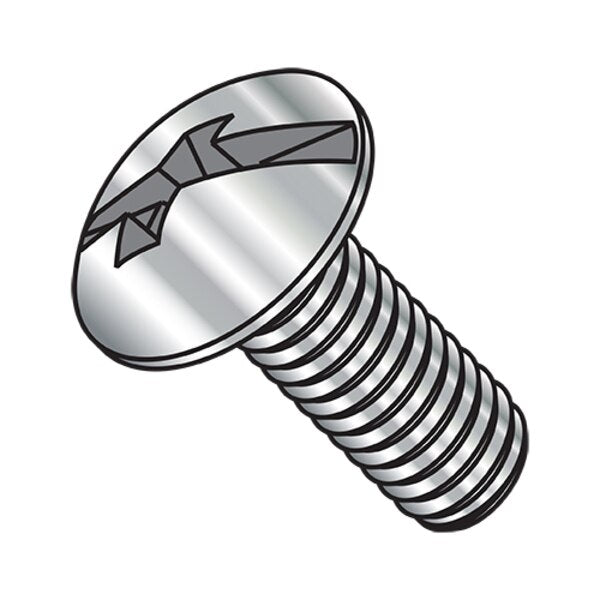 #8-32 x 3/8 in Combination Phillips/Slotted Truss Machine Screw, Plain Steel, 5000 PK
