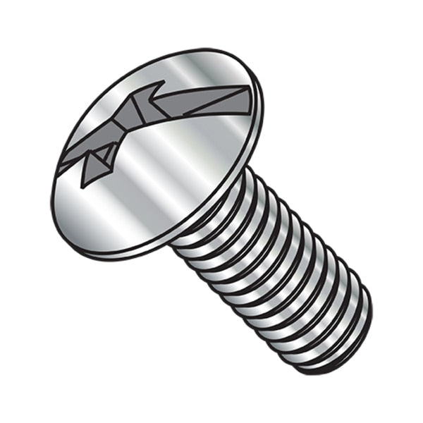 #10-32 x 3/8 in Combination Phillips/Slotted Truss Machine Screw, Plain Steel, 4000 PK