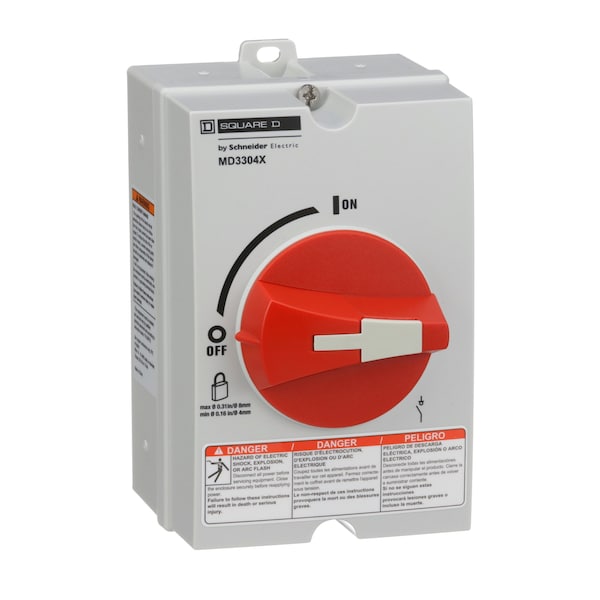 Nonfusible Enclosed Single Throw Disconnect Switch, 30 A, 220 to 240V AC, 440 to 480V AC, 600V AC
