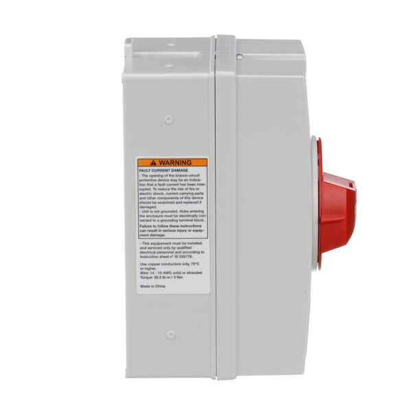 Nonfusible Enclosed Single Throw Disconnect Switch, 30 A, 220 to 240V AC, 440 to 480V AC, 600V AC