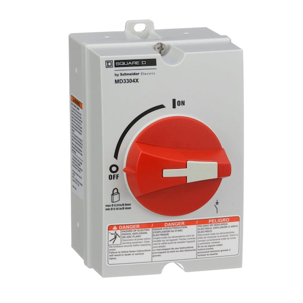 Nonfusible Enclosed Single Throw Disconnect Switch, 30 A, 220 to 240V AC, 440 to 480V AC, 600V AC