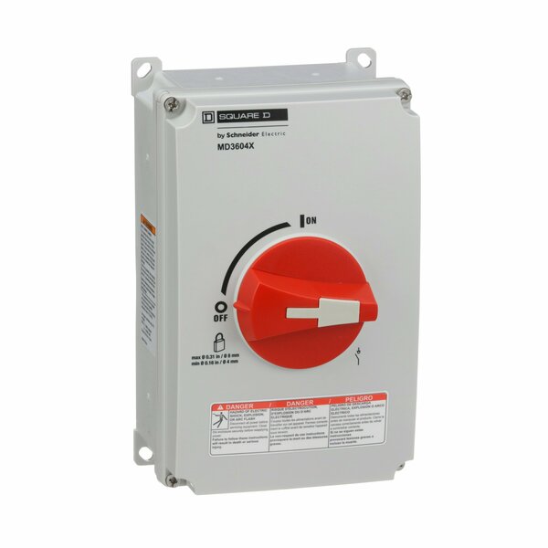 Nonfusible Enclosed Single Throw Disconnect Switch, 60 A, 220 to 240V AC, 440 to 480V AC, 600V AC