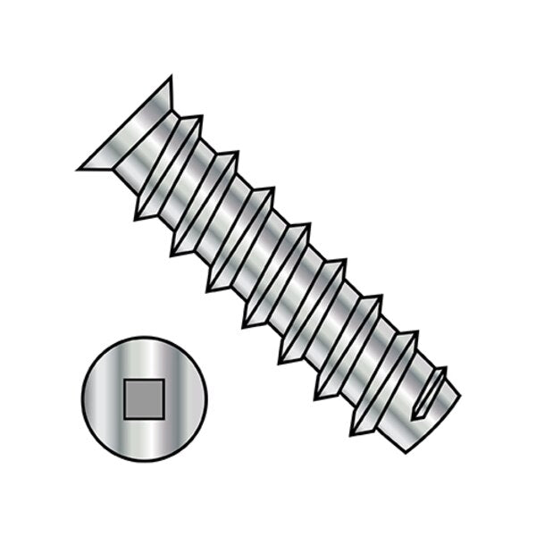 Wood Screw, M6.3, 13 mm, Nickel Steel Flat Head Square Drive, 7000 PK