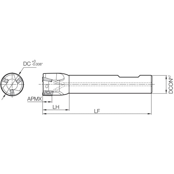 End Mill, Kyocera MEC 1000S75017, 1.0000