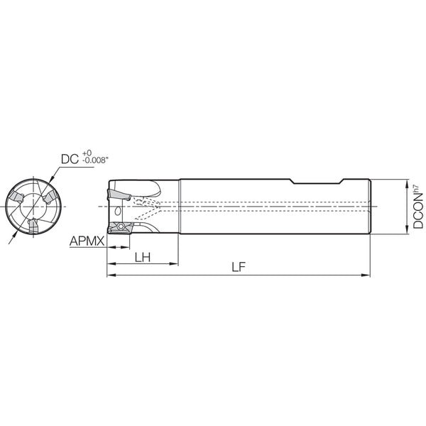 End Mill, Kyocera MEC 1000S10017, 1.0000