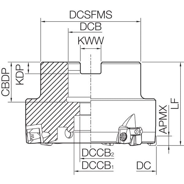 Face Mill, MFAH 080RA10TSF, MFAH 80.00mm Cutting Dia