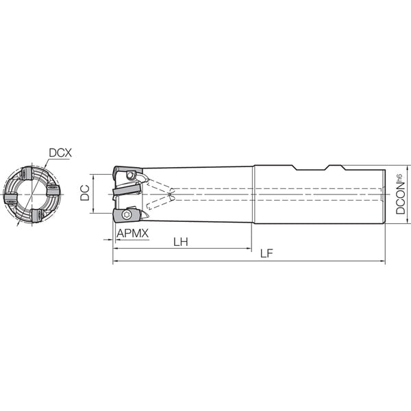 High Feed End Mill, MFH 0625W625032T3, MFH-RAPTOR Mini 0.6250