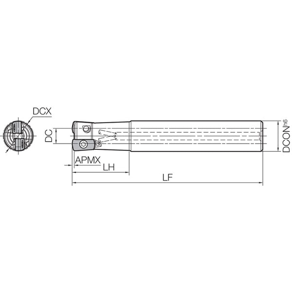 High Feed End Mill, MFH 32S32035T200, MFH-RAPTOR Mini 32.00mm Dia