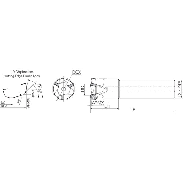 High Feed End Mill, MFH 1500S125104T10, MFH-RAPTOR 1.5000