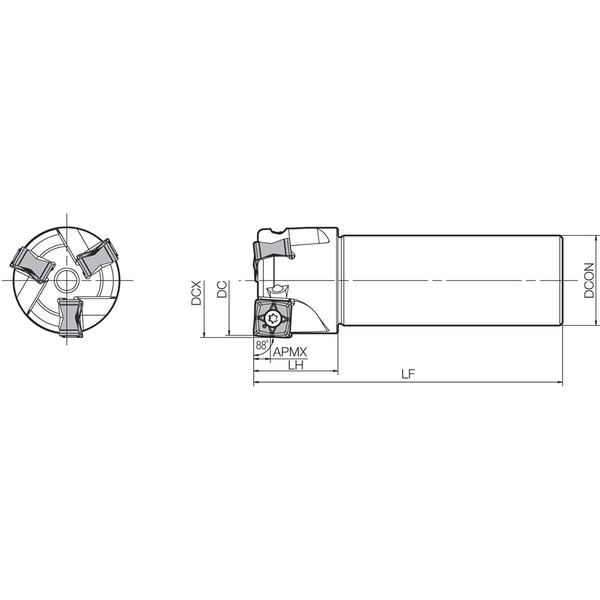 End Mill, Kyocera MFSN 88040RS323TG, 40.00mm Dia