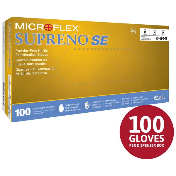 Disposable Gloves, Nitrile, Violet Blue, M ( 8 ), 100 PK