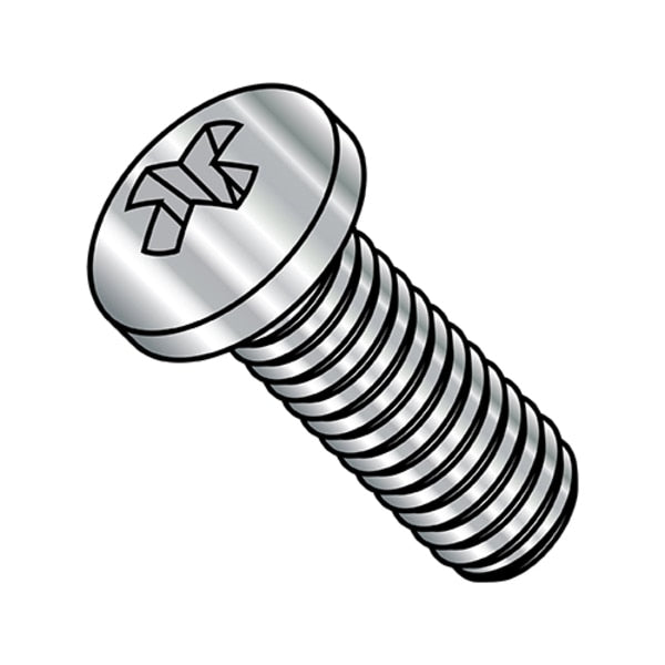 M3-0.50 x 4 mm Phillips Pan Machine Screw, Plain 18-8 Stainless Steel, 10000 PK
