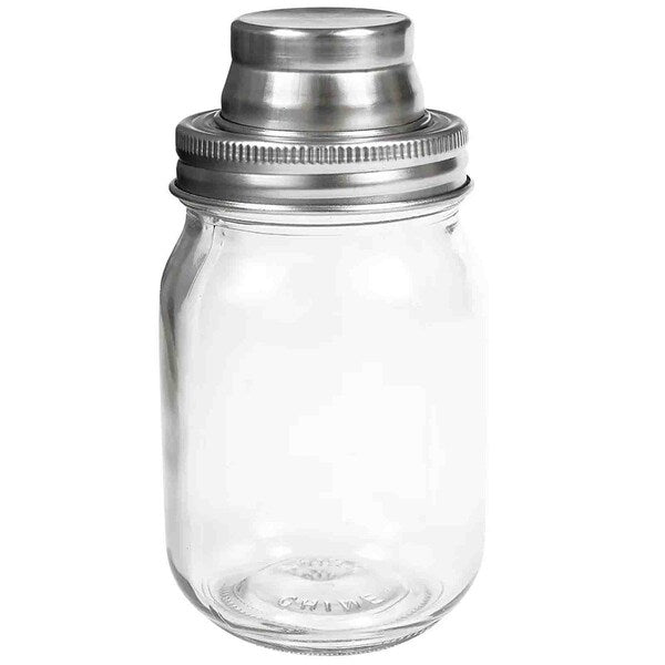 Mason Jar Glass Cktail Shkr SS Top, 14OZ